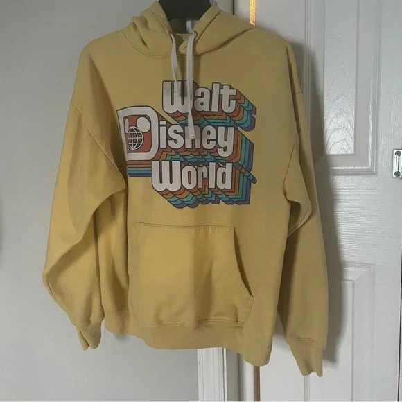 Disney Shirts Walt Disney World Retro Rainbow Yellow Hoodie